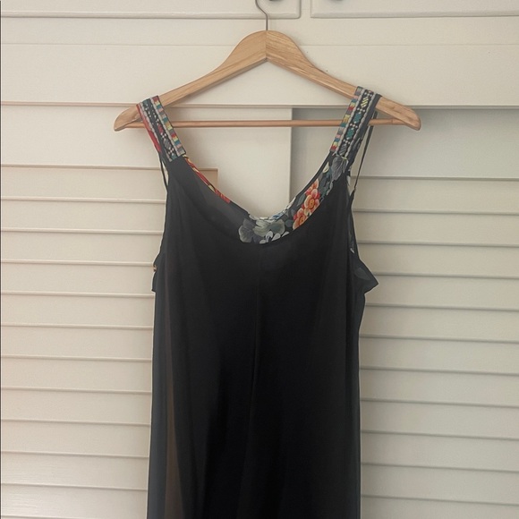 Johnny Was Black Dress with Colorful Floral Embroidery - Picture 6 of 7